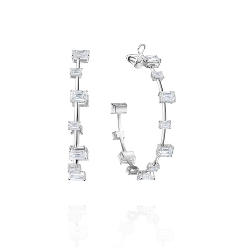 Earrings, 18-carat white gold with diamonds
